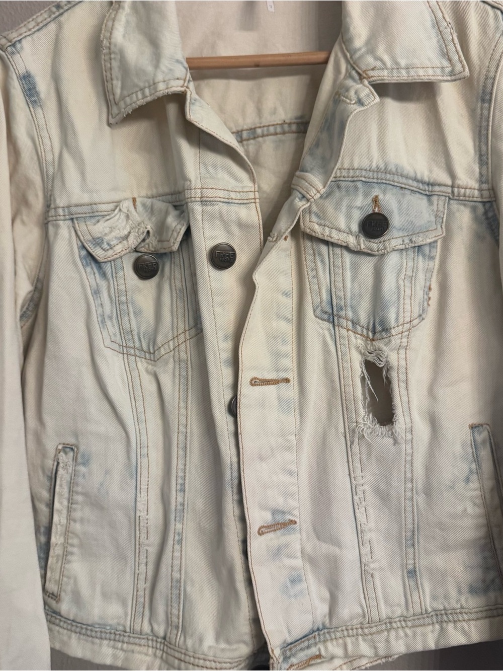 FREE PEOPLE Ripped Denim Jacket - Picture 2 of 5